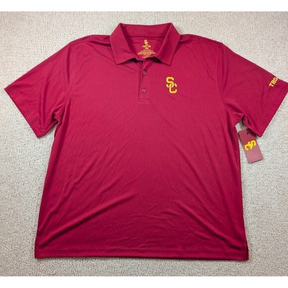 USC Trojans Polo Shirt 2XL Fight On Authentic Apparel NWT Maroon Gold "Game Day" - Picture 1 of 6